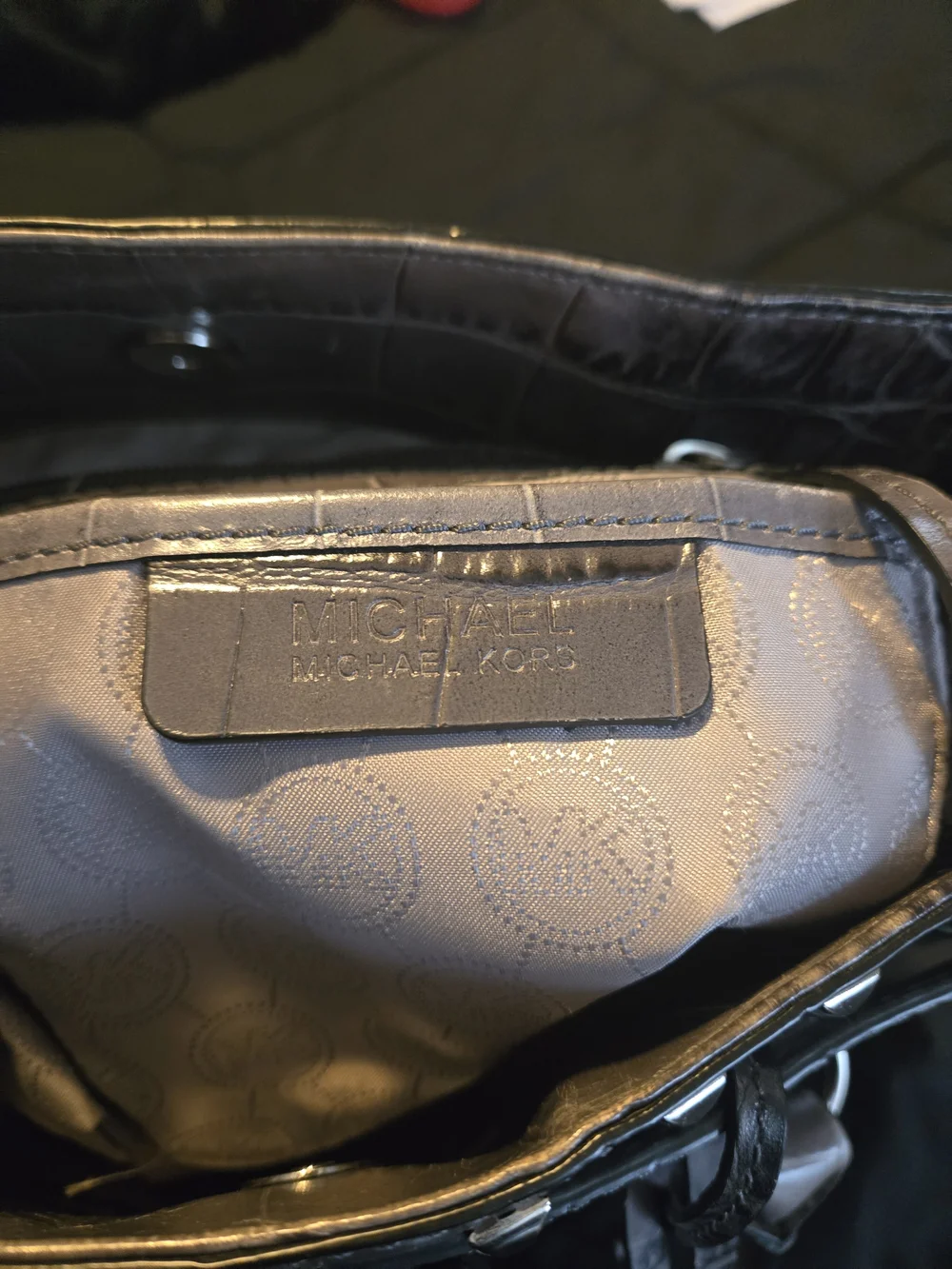 Michael Kors Large Hamilton Croc Embossed Studded Tote